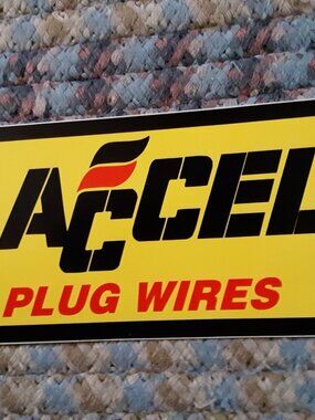 Vtg Large ACCEL PLUG WIRES STICKER (7 1/4") Car Ignition NASCAR Racing Decal Big